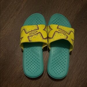 Under Armour Slide Sandals - Yellow and Teal